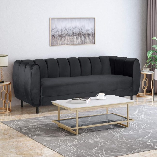 Channel Stitching Backrest 3 Seater Sofa