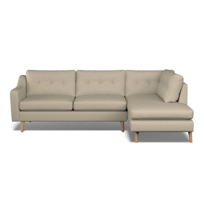 Curve Buttoned Soft linen Sofa with Chaise