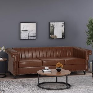 Drury Channel Stitch 3 Seater Nailhead Couch