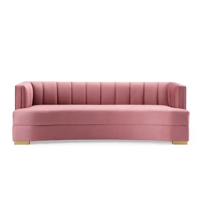 Elegance Channel Tufted Velvet Curved Sofa