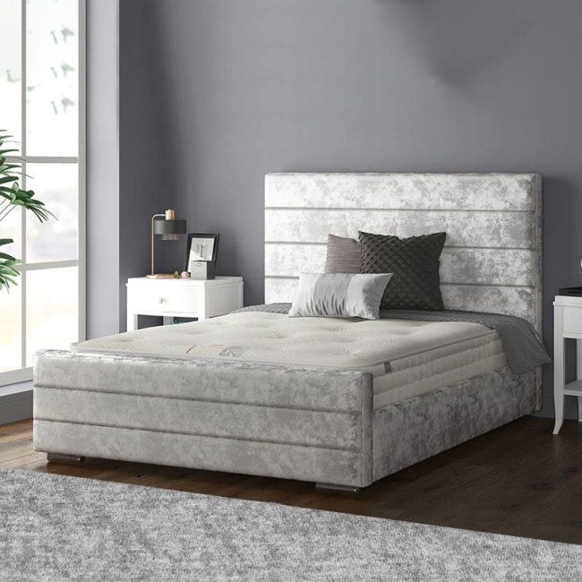 Elegance Starched Velvet Headboard Bed Frame