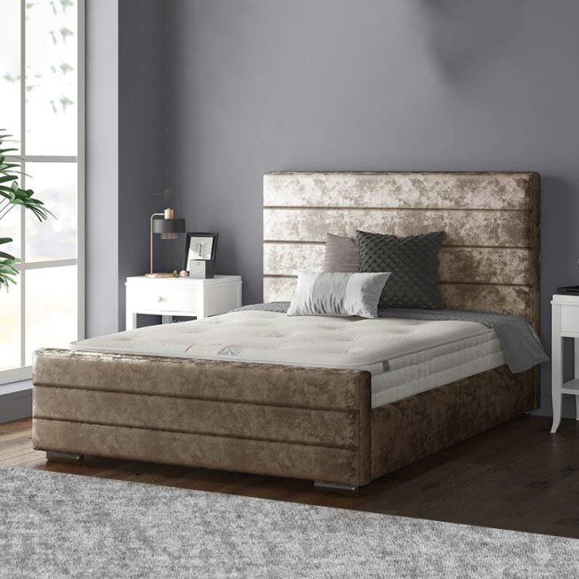 Elegance Starched Velvet Headboard Bed Frame