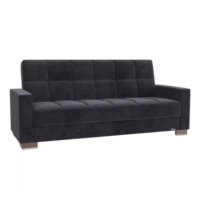 Elegant Square Tufted Backrest Velvet Sofa