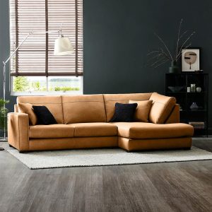 FSM Deep Set Faux Leather Sectional Sofa