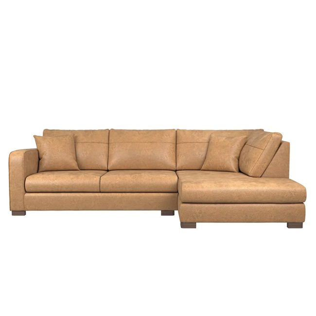 FSM Deep Set Faux Leather Sectional Sofa