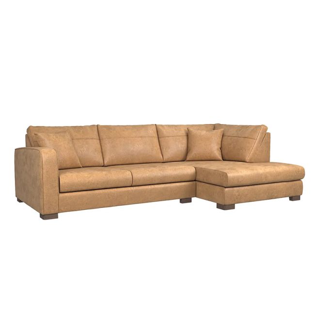 FSM Deep Set Faux Leather Sectional Sofa