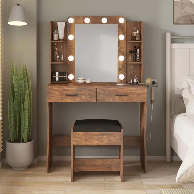 FSM Dressing Table Set with 2 Large Drawers