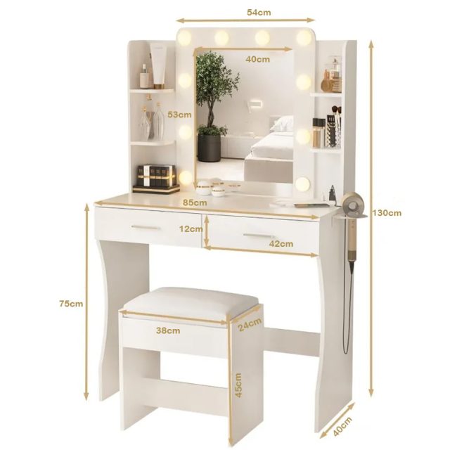 FSM Dressing Table Set with 2 Large Drawers