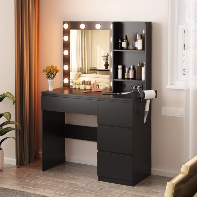 FSM Modern Dressing Table 4 Drawers and Mirror