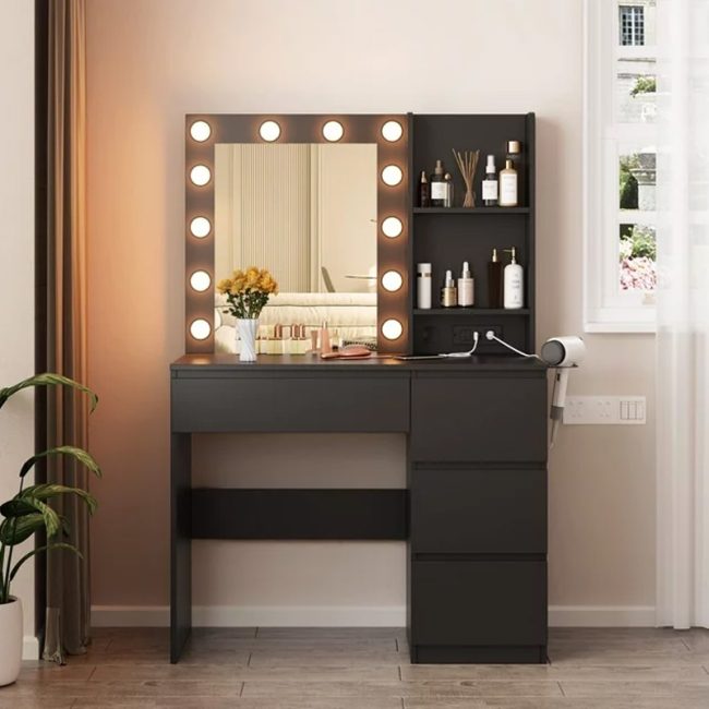 FSM Modern Dressing Table 4 Drawers and Mirror