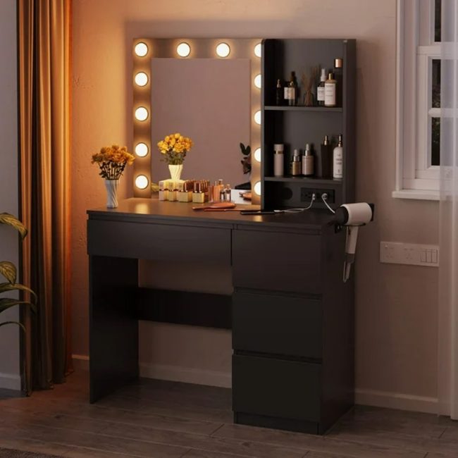 FSM Modern Dressing Table 4 Drawers and Mirror