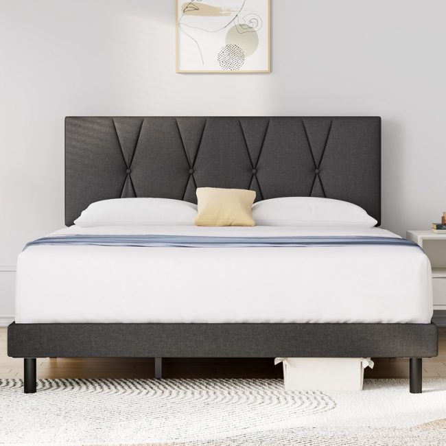 FSM Queen Bed Frame with Fabric Upholstered