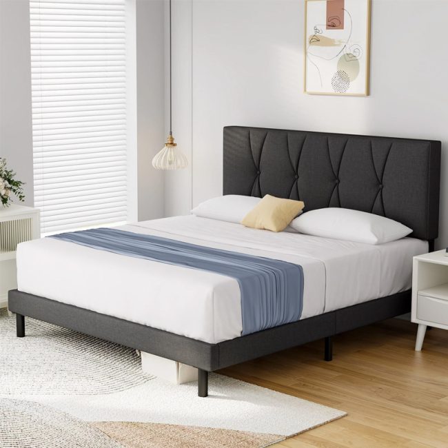 FSM Queen Bed Frame with Fabric Upholstered