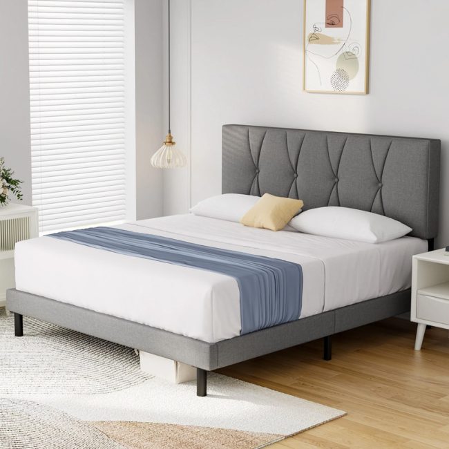 FSM Queen Bed Frame with Fabric Upholstered