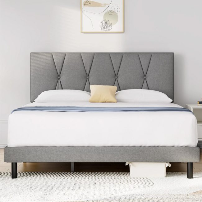 FSM Queen Bed Frame with Fabric Upholstered