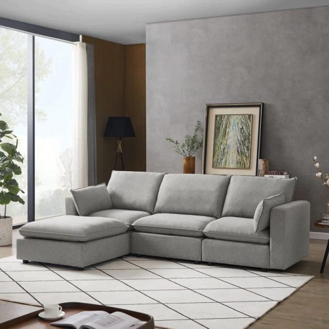 FSM Square Arm L Shaped Sectional Sofa