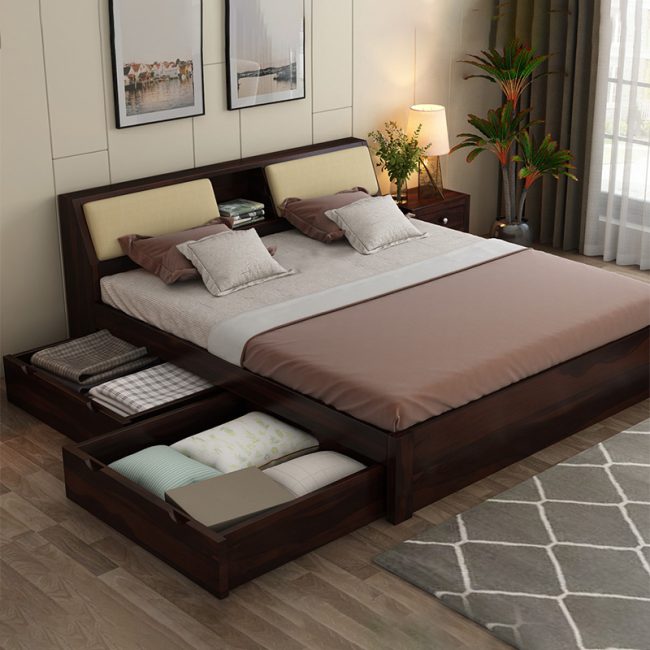 FSM Wooden Bed with Full Drawer Storage