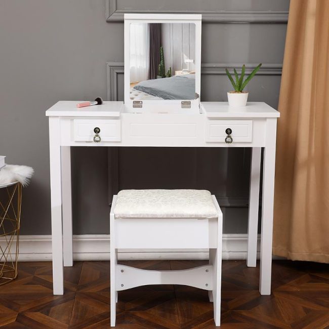 Flip-top Mirror Makeup Dressing Table