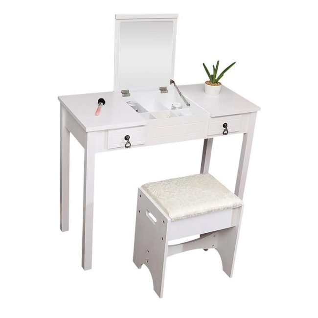 Flip-top Mirror Makeup Dressing Table