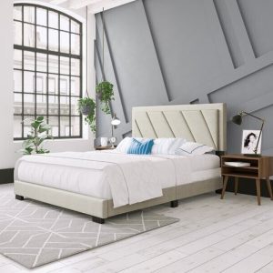 Order Now Geometric Design Wingback Headboard Bed