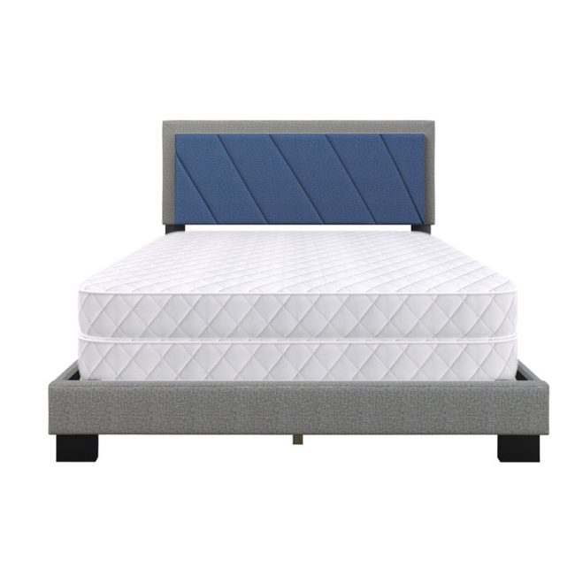 Geometric Design Wingback Headboard Bed