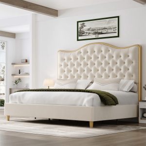 Gold luxurious Borders Headboard Bed