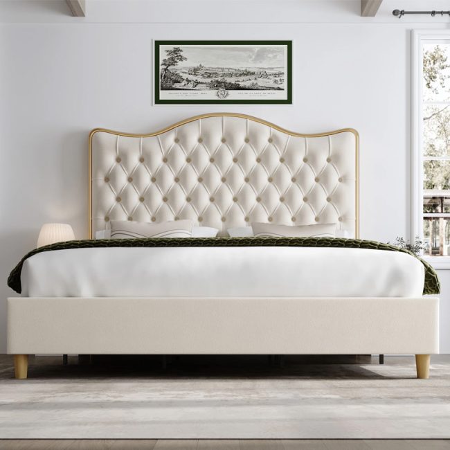 Gold luxurious Borders Headboard Bed