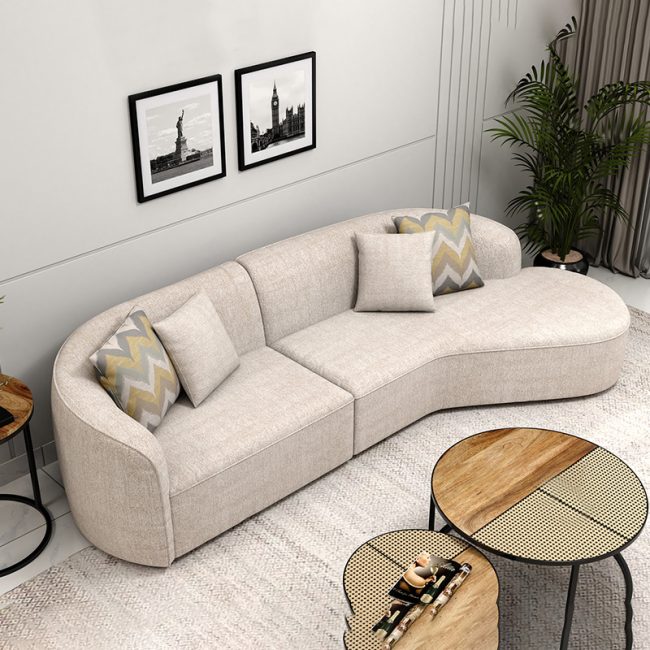 Luxury Curved Design 5 Seater Fabric Sofa