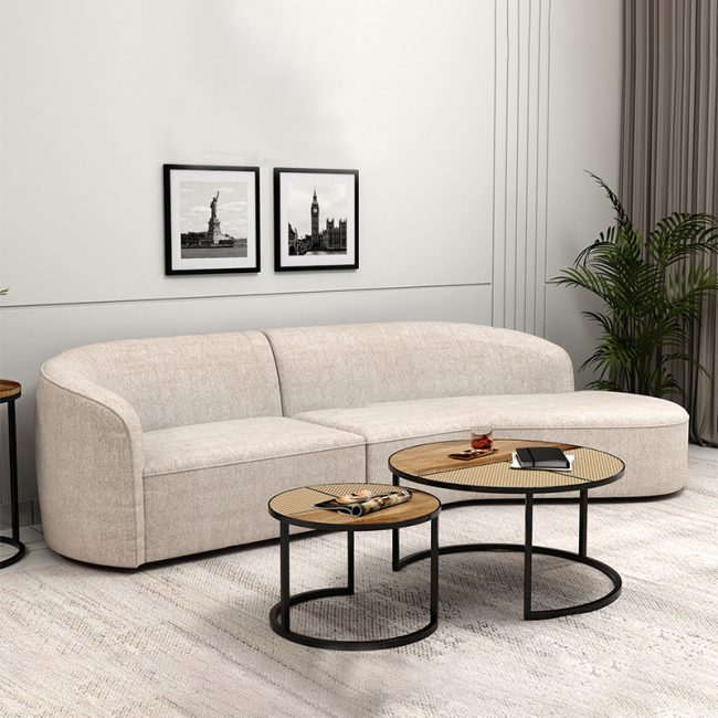 Luxury Curved Design 5 Seater Fabric Sofa