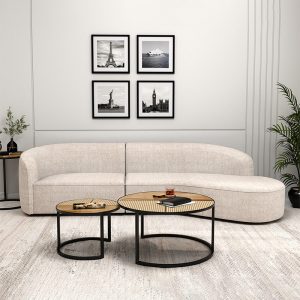 Luxury Curved Design 5 Seater Fabric Sofa