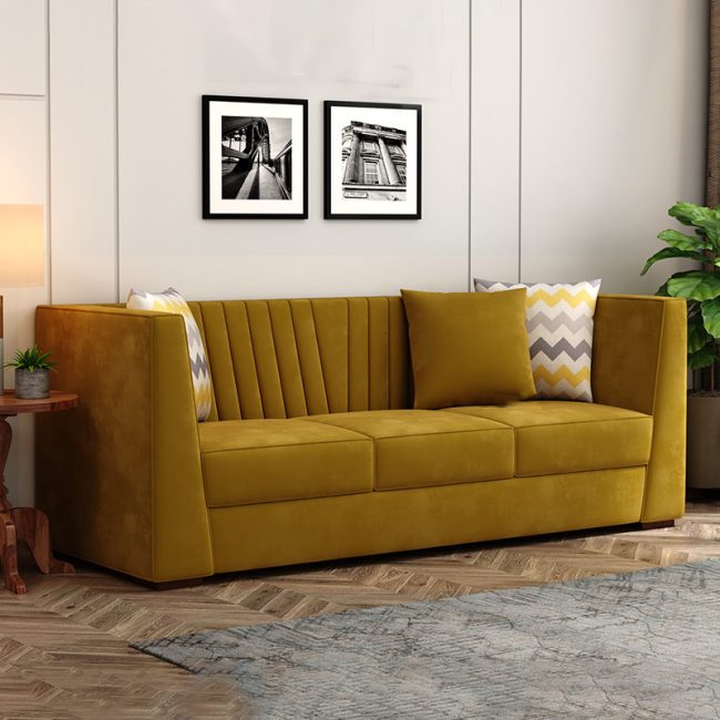 Luxury Velvet Upholstered Adley 3 Seater Sofa