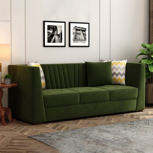 Luxury Velvet Upholstered Adley 3 Seater Sofa