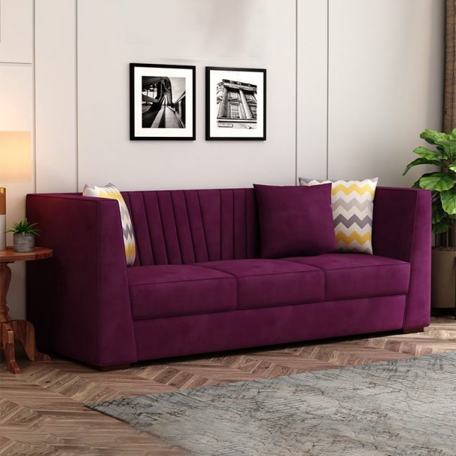 Luxury Velvet Upholstered Adley 3 Seater Sofa