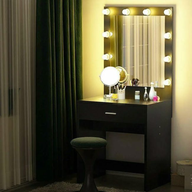 Makeup Dressing Table with LED Lighted Mirror