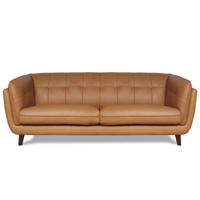 Mid Century Faux Leather Sofa Couch