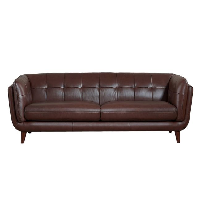 Mid Century Faux Leather Sofa Couch