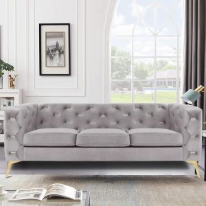 Shop now Mid Century Velvet Modern 3-Seater Sofa