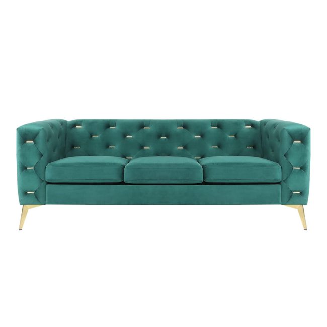 Mid Century Velvet Modern 3-Seater Sofa