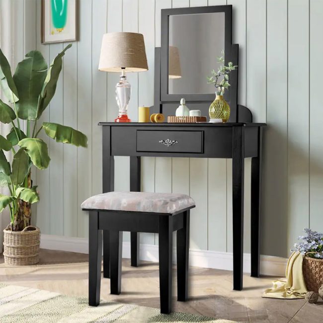 Minimalist Dressing Table with Square Stool