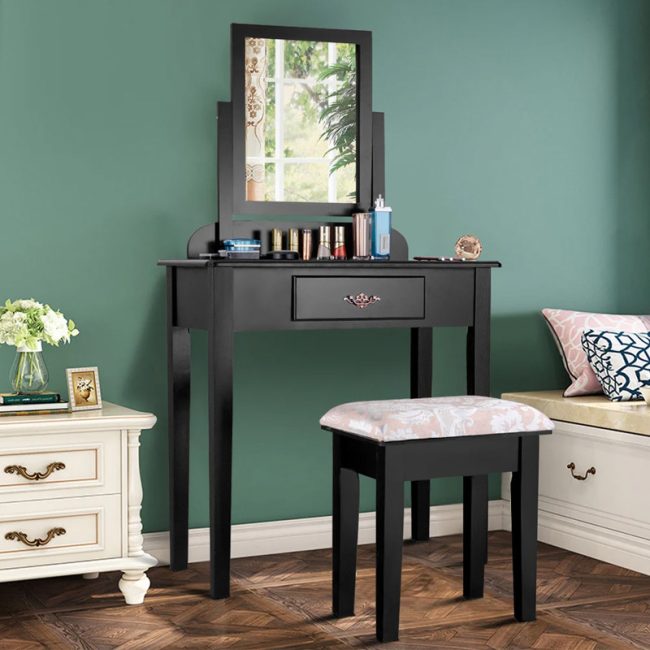 Minimalist Dressing Table with Square Stool