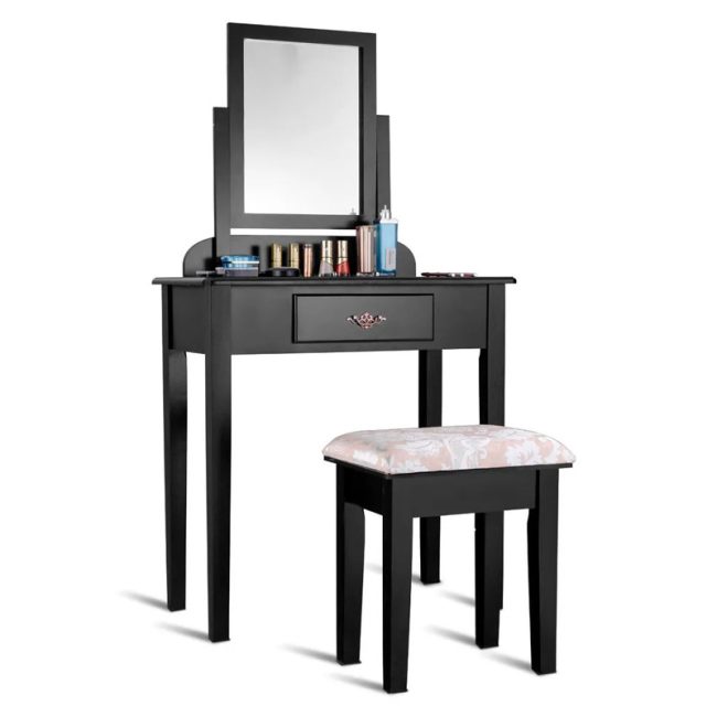 Minimalist Dressing Table with Square Stool