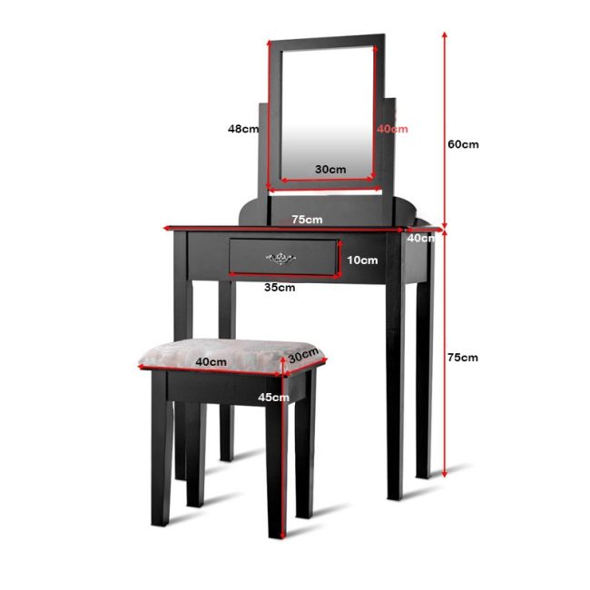 Minimalist Dressing Table with Square Stool