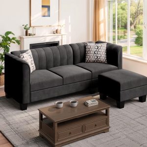 Modern 3 Seater Sofa with High Armrest