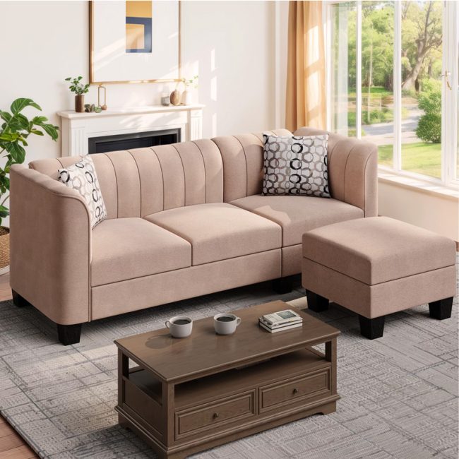 Modern 3 Seater Sofa with High Armrest