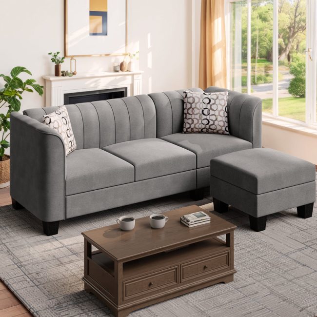 Modern 3 Seater Sofa with High Armrest