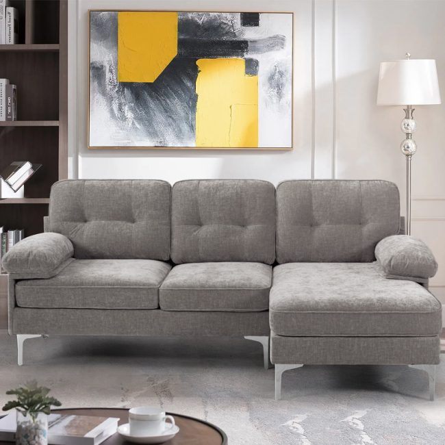 Modern Chenille L Shape Couch