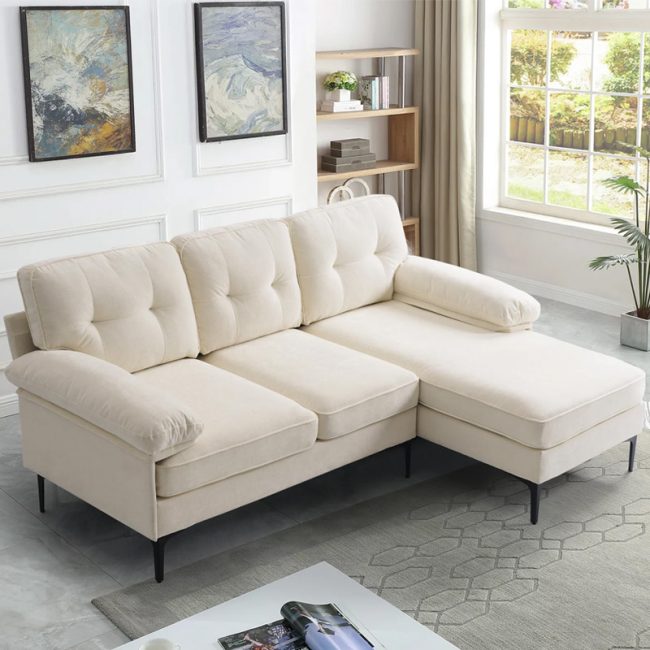 Modern Chenille L Shape Couch