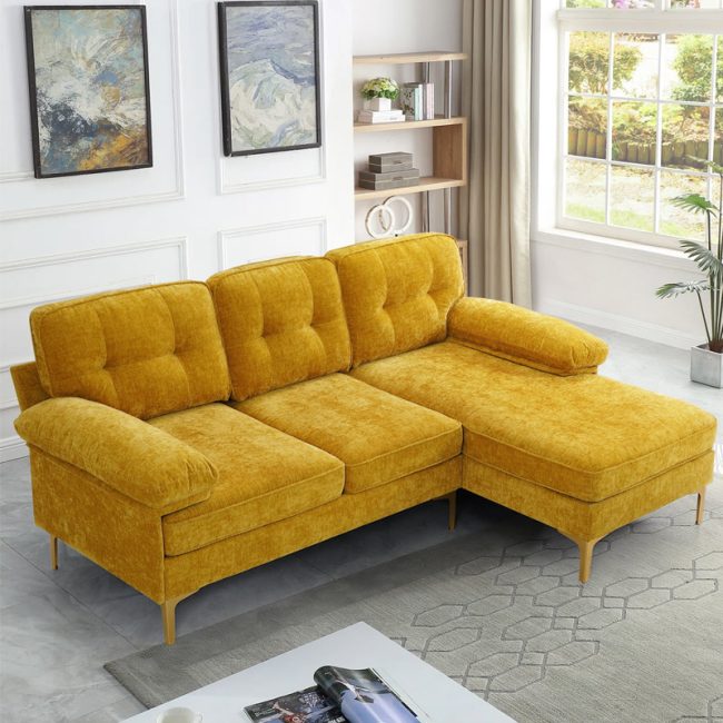 Modern Chenille L Shape Couch