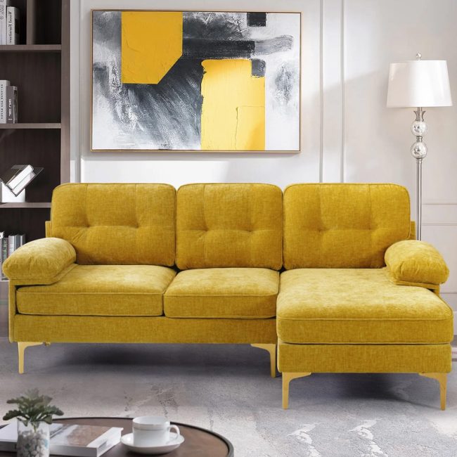 Modern Chenille L Shape Couch