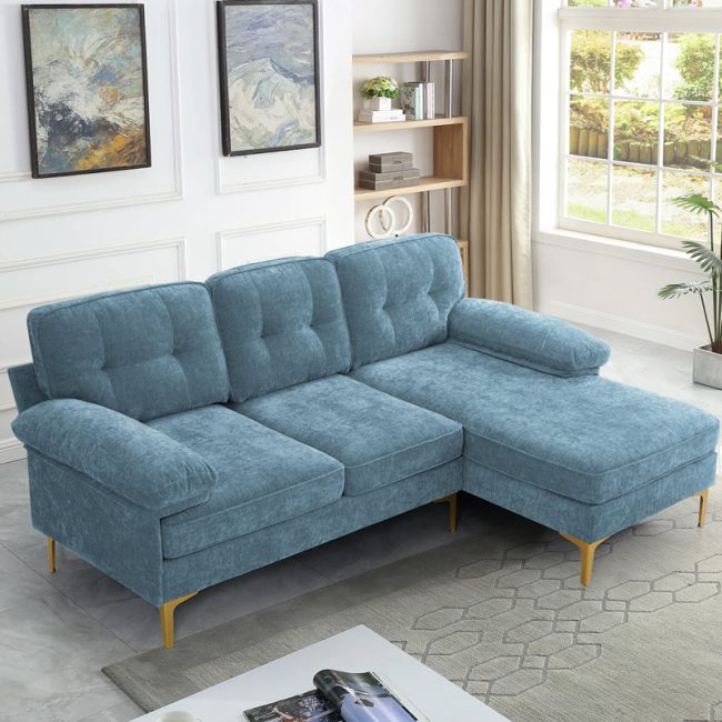 Modern Chenille L Shape Couch